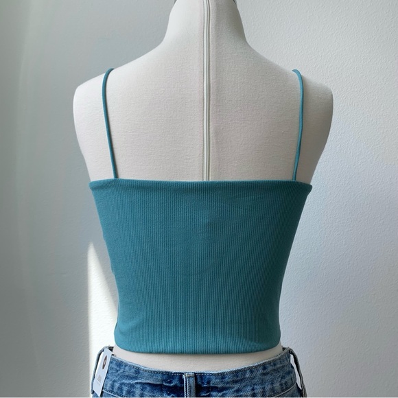 Round Neck Bungee Strap Tank Top - Dusty Jade - Picture 5 of 9